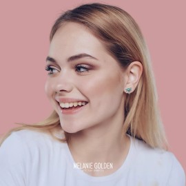 Melanie Golden Jewelry Turquoise Filigree Floral Stud Earrings