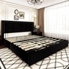 VECELO Full Size Upholstered Platform Bed Frame with 4 Storage