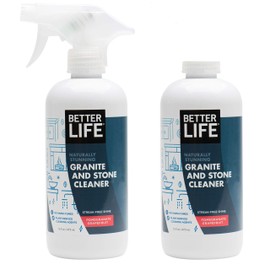 BETTER LIFE Granite Cleaner and Polish - Stone Countertop Cleaner for Marble, Quartz, Slate, Concrete Surfaces or Floors - Streak-Free Granite Stain Remover - 16oz (Pack of 2) Pomegranate/Grapefruit