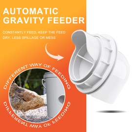 ZenxyHoC Chicken Feeders No Waste, DIY Automatic Poultry Feeder 6 Ports 1 Hole Saw with Covers Gravity Feed Kit for Buckets Barrels Bins Troughs (White)