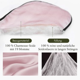 LILYSILK Schlafmaske 2er Pack Damen Herren 100% Seide Hautfreundlich für Allergiker | Perfekt Sitz | Schlafbrille Augenmaske Nachtmaske - Schwarz + Rosa mit 2 Paare Ohrstöpseln