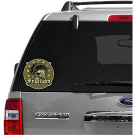 eDesign 2-Pack Freedom Skull est 1776 Vinyl Sticker Decal - 4 Inches - Skull and Crossbones Stickers for Car Truck Van Window Bumper Laptop Tablet Cup Tumbler Water Bottle and Any Smooth Surface