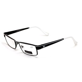 V.W.E. PZ Reading Glasses Black Men Metal Readers Modern Sleek Rectangular (Black, 2.75)