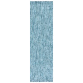 SAFAVIEH Courtyard Collection 2'3" x 10' Aqua CY8520 Indoor-Outdoor Waterproof Easy-Cleaning Patio Backyard Mudroom Runner-Rug
