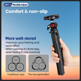 Fotopro Flexible Tripod Mini Tripod Smartphone Tripod for Camera & Smartphone Horizontal & Vertical Shooting Lightweight Desktop Tripod UFO4 Black