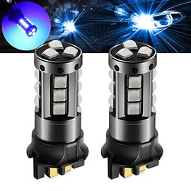 HONLEEX PW24W LED Bulb White,AC/DC 9-30V 1200LM PWY24W 12181NA 12174 12182 LED DRL Daytime Running Parking Light Turn Signal Light for Cars.2-Pack. (Blue)