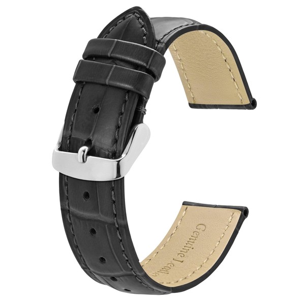 BISONSTRAP Watch strap, strap made of alligator embossed leather, leather