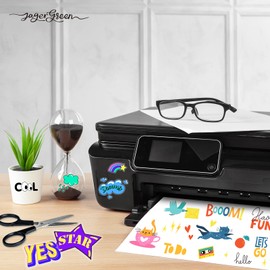 JAGERGREEN Clear Printable Vinyl Sticker Paper for Inkjet & Laser Printer, 20 Sheets 8.5x11 Inch 95% Glossy Transparent Vinyl Sticker Paper Waterproof for Custom Stickers, Labels, Decals