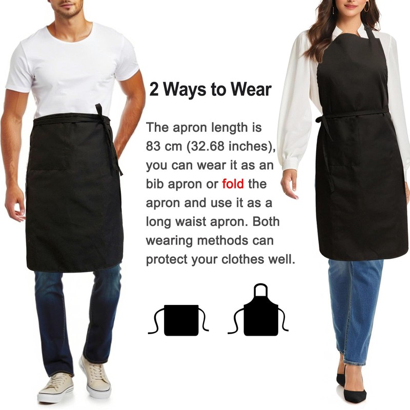 zvzvrog 5 Pack Black Chef Apron, Plain Catering Apron with