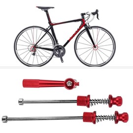 Bike Axle Quick Release Skewer, Aluminum Alloy Bike Wheel Hub Secure Lock Skewers Bicycl Anti-Theft Cycling Wheels Security Locking Parts for Outdoor Road Mountain Bike Factory Repair Accessory(red)