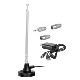 Universal New Magnetic Base FM Radio Telescopic Antenna and Amplifier For Tabletop Stereo