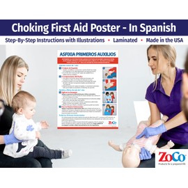 ZOCO – Spanish Choking First Aid Poster (2-Pack) – Heimlich Maneuver Chart Spanish for Infant, Child, Adult – Laminated 17x22 – Safety Sign for Restaurants, Schools, Workplaces