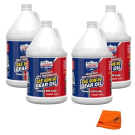 Lucas 80W-90 Gear Oil Heavy Duty 80W90, 4 Pack w/Torque Towel to Clean Hands