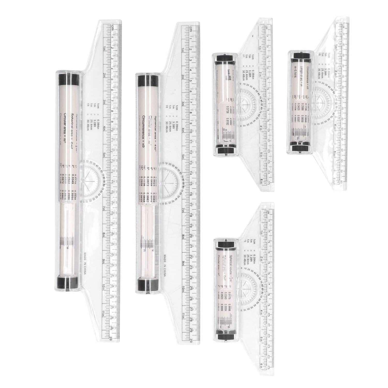 Measuring Rolling Ruler, 5 Pieces 6 Inch 12 Inch Clear Scale ...
