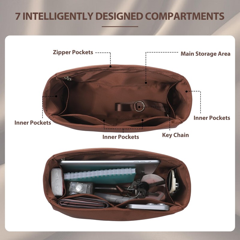 Doxo Ultra-Soft Satin Purse Organizer Insert for Hermes Kelly 25,