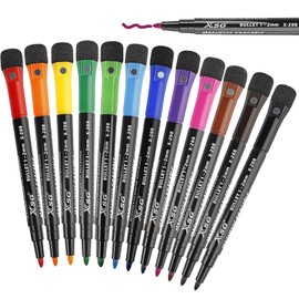 ABEIER whiteboard markers whiteboard pens:12 Magnetic Whiteboard Pens and Eraser set, 12 Colors Fine Tip Whiteboard Markers, Low-Odor, Non-Toxic Fine Point Pens