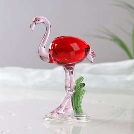 Crystal Flamingo Realistic Animal Art Figurine Collection Table top Ornament Statue Home Decor