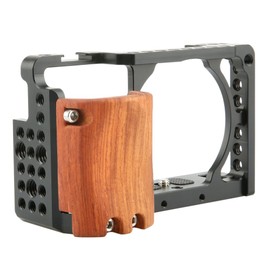 NICEYRIG Cage Kit for Sony Alpha A6300 /A6400/ A6100/A6000, with Wooden Handgrip - 109