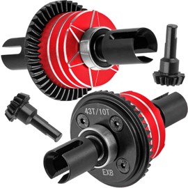 BRCatWPark RC 43T Differential & 10T Main Gear Upgrades Part for 1/7 Big Rock/Mojave/Fireteam V2 6S BLX,1/8 Kraton/Outcast/Notorious Talion 6S BLX & EXB,Replace ARA310990,#ARA310979,Red