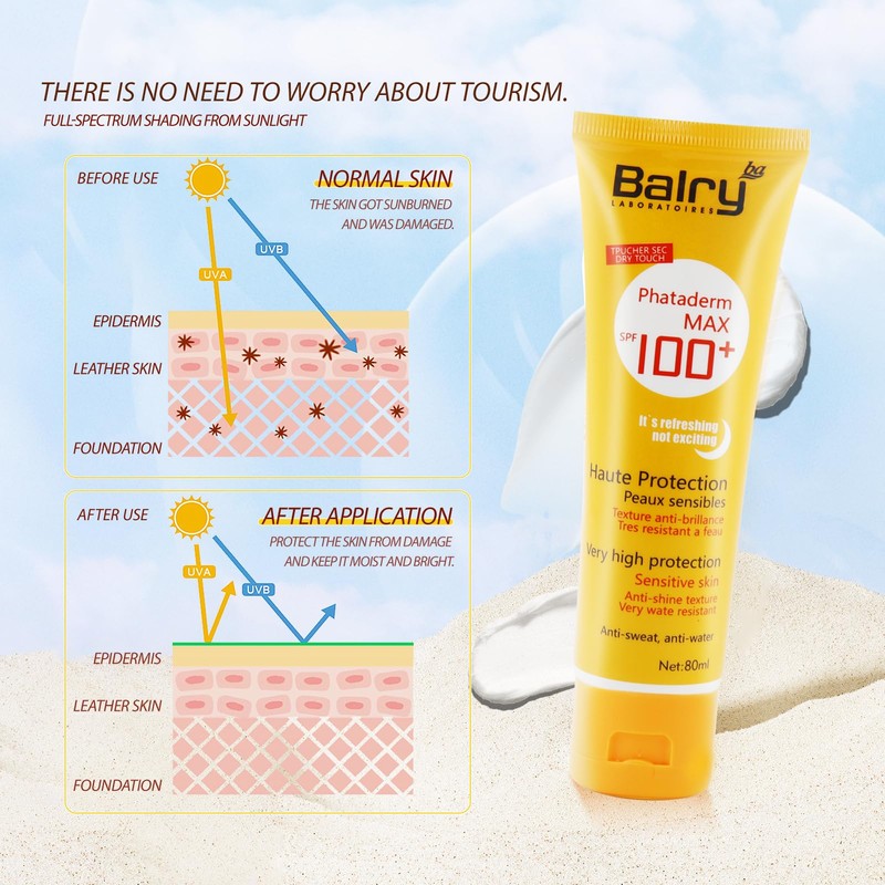 Sonnencreme LSF 100, 80ml Sunscreen SPF 100, Sonnencreme für Gesicht