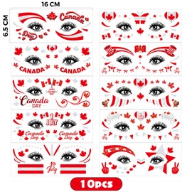 Canada Day Tattoos 10 Sheets Canada Day Accessories Maple Leave Canadian Temporary Tattoos Stickers Canadian National Day Party Supplies Favor July 1st Celebrations Match Parade