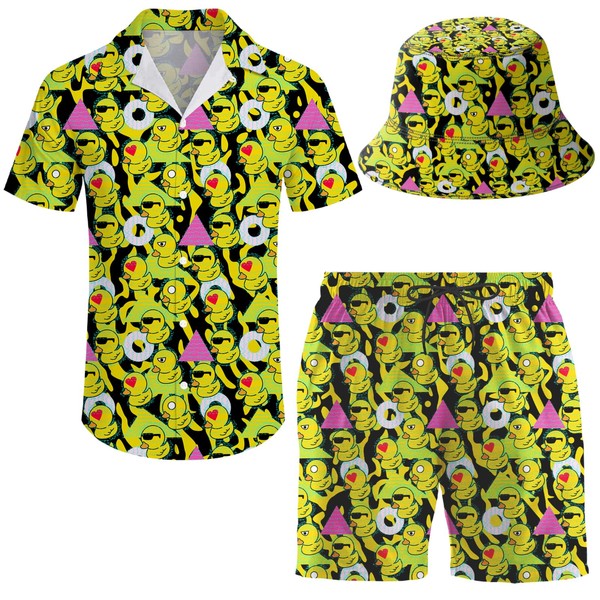 ifamawlea Men's 2 Piece Tracksuit Hawaiian Shirt Shorts Button Down
