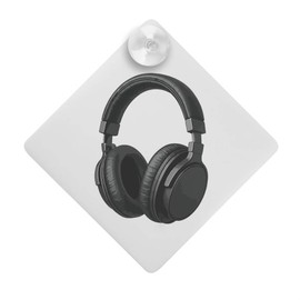 Azeeda 'Over-Ear Headphones' Suction Cup Car Window Sign (CG00032942)