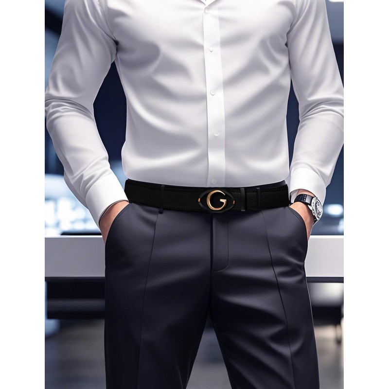 Civantiya - Cinturón de piel para hombre, Black Style 04,