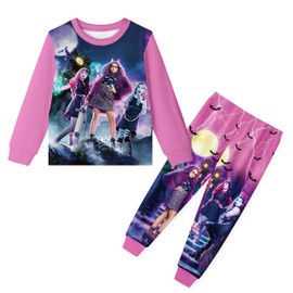 Monster High Pyjamas Girls Nightwear Pjs Girls Tshirt Pants Set For Kids Long Sleeve Nightwear For 5-12 Years