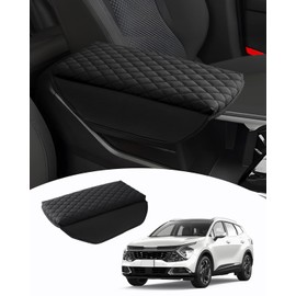 Shademax Custom for Center Console Cover Kia Sportage 2023 2024 2025 2026 Armrest Cover Center Console Cushion Pad PU Leather Armrest Seat Box Cover Protector Sportage Accessories Anti-Scratch Black