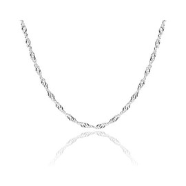 1mm sterling silver 925 Italian SINGAPORE ROPE twisted curb link chain necklace chocker bracelet anklet with spring ring clasp - inch 32"/80cm