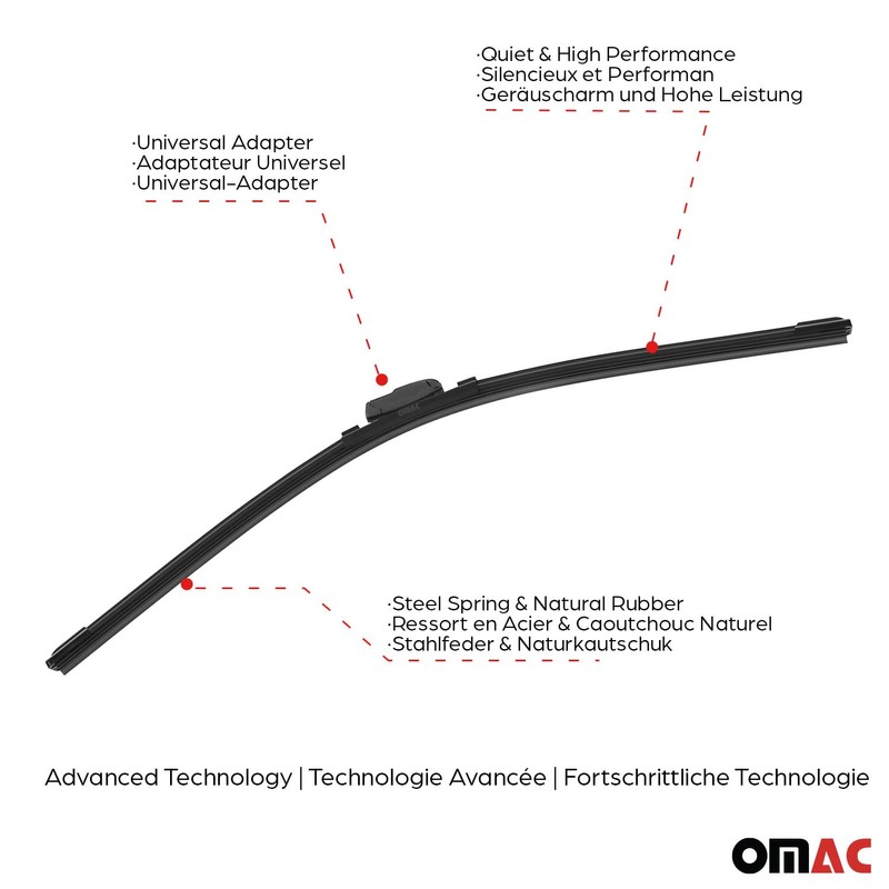 OMAC Front & Rear Windshield Wiper Blades Set for Ford