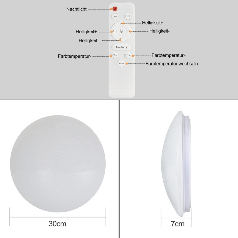 ZMH Ceiling Light LED Ceiling Light Bedroom 37 W Bedroom