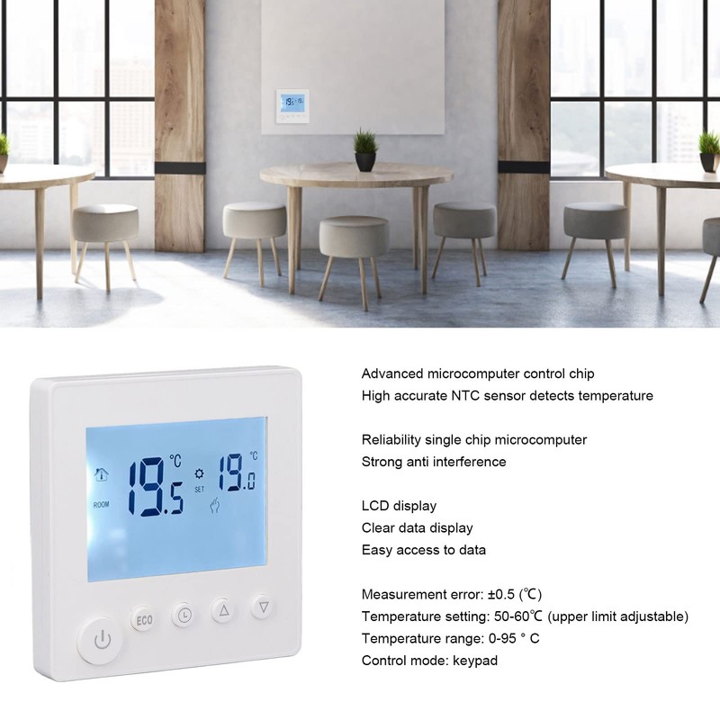 Focket Smart Thermostat, 16A LCD Display Non Programmable Thermostat for