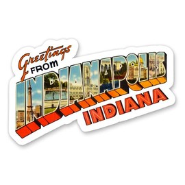 Squiddy Greetings from Indianapolis Indiana - Vinyl Sticker Decal for Phone, Laptop, Water Bottle (4" Wide)