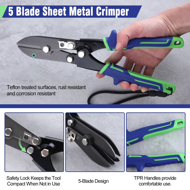 INJOYTEC 5 Sheet Sheet Metal Crimper HVAC Tool Stove Pipe