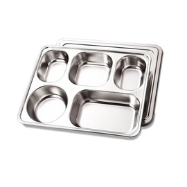 304 stainless steel 5-piece lid adult food plate / 304 스텐 5구 뚜껑식판 성인식판