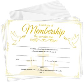 Church Membership Certificate with Envelopes 15 Pcs Gold Foil Certificate of Membership Cards Christian Religious Membership Recognition Certificate 11 x 8.3 Inch
