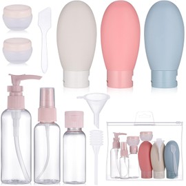 Contenedores de viaje. Recipientes de tamaño de viaje. Accesorios de viaje a prueba de fugas con tapa para maquillaje cosmético, cara, cuerpo, crema d