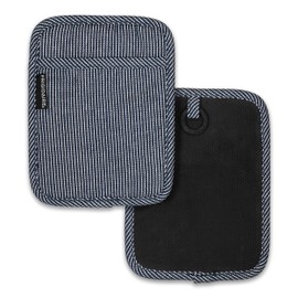 Frigidaire Layla 2-Pack Cotton and Neoprene Pot Holders, Heat Resistant, Anti-Slip, Machine Washable, 7" x 9", Denim, Set of 2