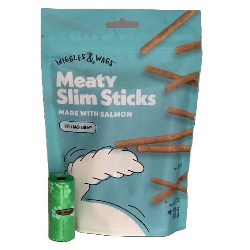 Wiggles & Wags Meaty Slim Sticks Made with Salmon Dog