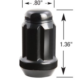 Gorilla Automotive Small Diameter Locking Lug Nuts, Set of 20 Acorn Spline Gorilla Lug Nuts, 12mm x 1.25 Thread, Black Chrome, with a Lumintrail Keychain Light