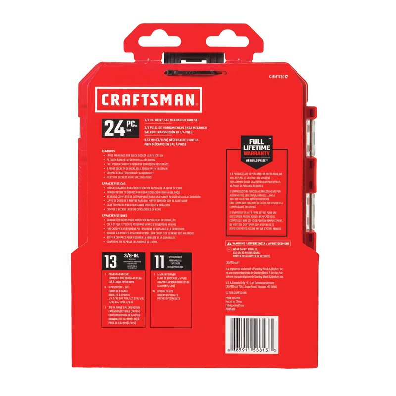 CRAFTSMAN Socket Set, Nano SAE, 3/8" Drive, 24Piece (CMMT12012)