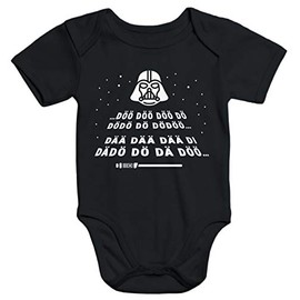 MoonWorks® Baby Body Print Lightsaber Melody Intro Stars Parody Space Organic Cotton, black