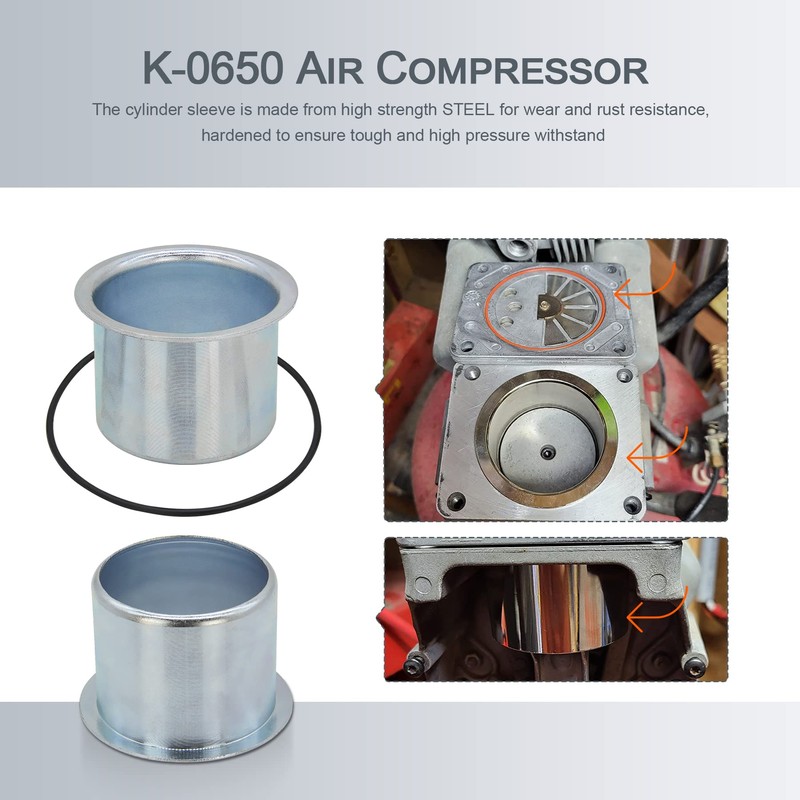 Thaekuns K-0650 Air Compressor Cylinder Sleeve and Compression Ring Kit,