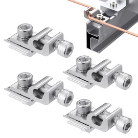 Pack of 4 Earth Clamp PV Module Aluminium Solar Panel Grounding Clips, Solar Module Holder with 1 Wrench, Solar Panel Grounding Clip Potential Compensation for Solar Mounting System Kit