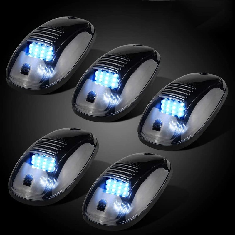 AMEXMART 5X White LED Cab Lights Smoked Cab Roof Running