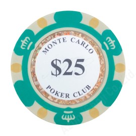 AngeliqueShop Monte Carlo Poker Chip Set of 25 Pieces - Poker Casino Coin (25 Dollars x 25 Pieces)