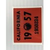 1957 California License Plate Registration Sticker, YOM, CA DMV show
