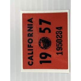1957 California License Plate Registration Sticker, YOM, CA DMV show car